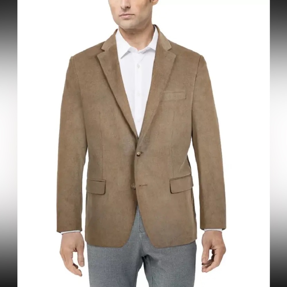 Ralph Lauren Classic-Fit Ultraflex Corduroy Sport Coat in Tan. Size 54 long.